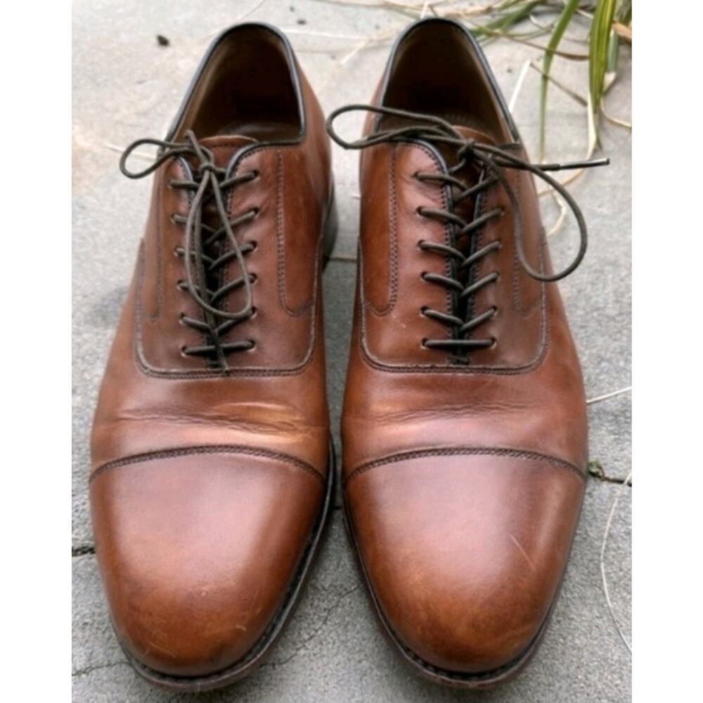 Johnston & Murphy Mens Size 11.5 M Novick Brown Cap Toe Leather Lace Up Shoes